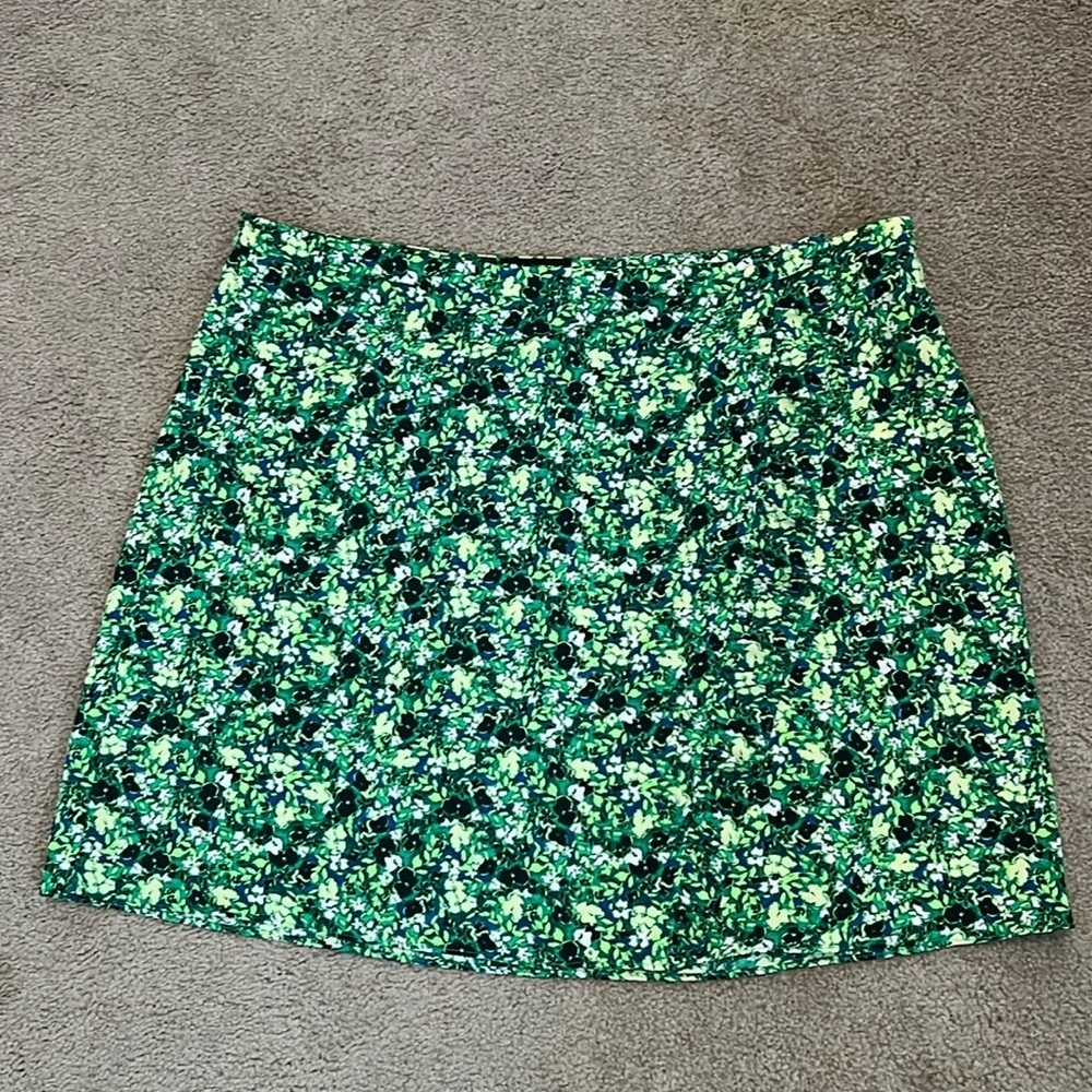 Green Floral Mini Skirt